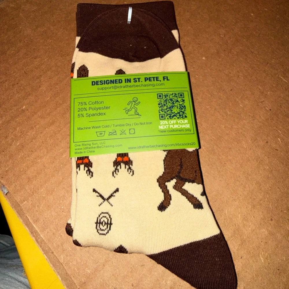I'd Rather Be Chasing Tail Hunting Socks Men OSFM NEW Novelty Deer Rifle Tan